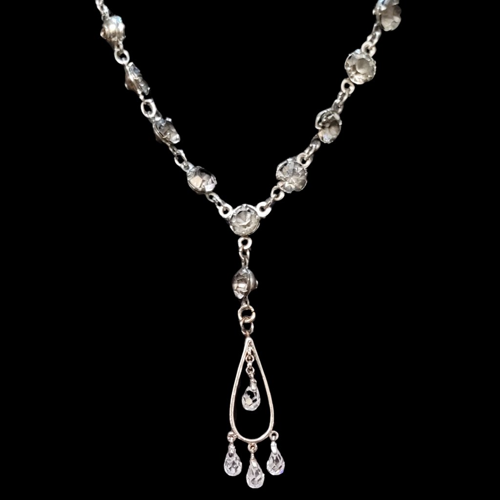 Elegant Smokey Quartz And Crystal Vintage Necklace
